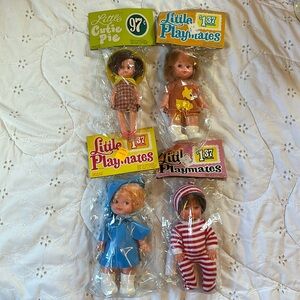 RARE VINTAGE HONG KONG MADE 1970'S SET OF 4 BIG EYES DOLLS " LITTLE PLAYMATES"